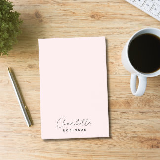 Monogram Light Pink Modern Minimalistisch Post-it Klebezettel