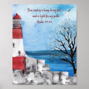 Monogram Lighthouse Wasserfarbenszenario Poster