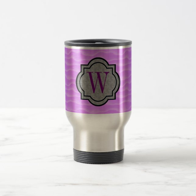 Monogram Lila Dunes Muster Reisebecher (Mittel)