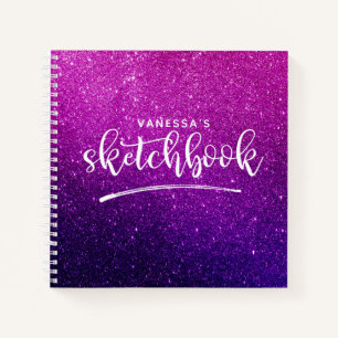 Monogram Lila Glitzer Artist Sketchbook Notizbuch