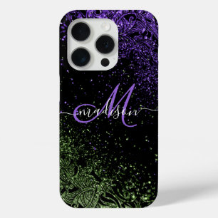 Monogram Lila & Green Glitzer Case-Mate iPhone Hülle