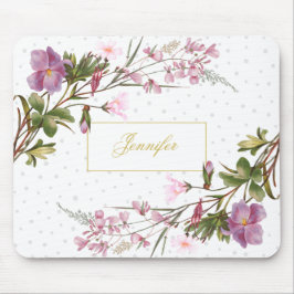 Monogram Lila Lilac Pink Bouquet Vintag Chic Mousepad