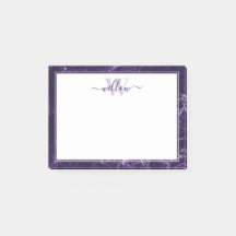 Monogram Lila Marble Muster Postit Notes