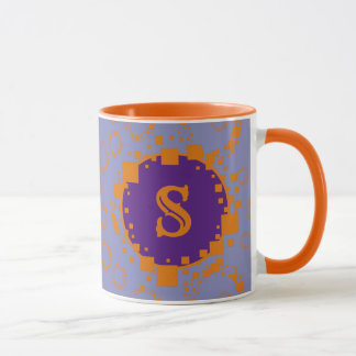 Monogram Lila Orange Digital Bits Art Tasse