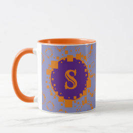 Monogram Lila Orange Digital Bits Art Tasse