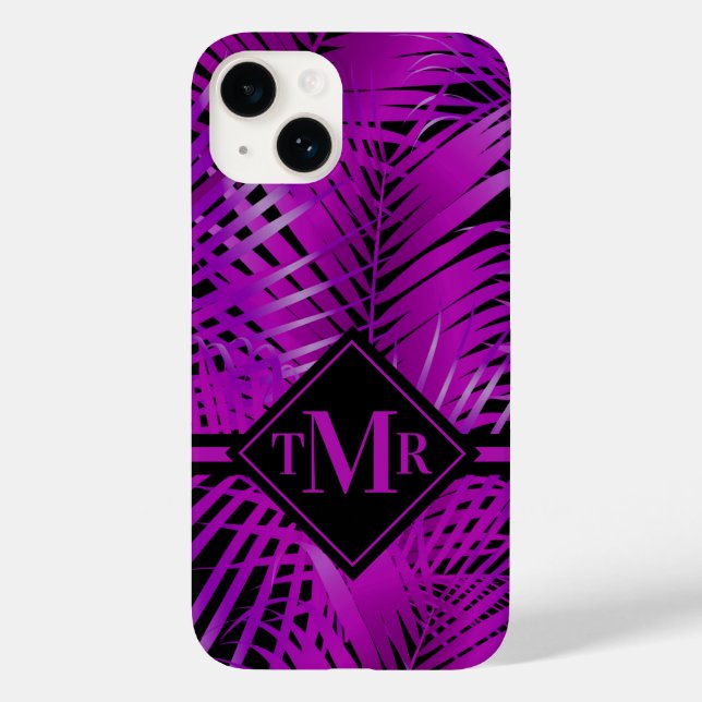 Monogram Lila Palm Case-Mate iPhone 14 Hülle (Rückseite)