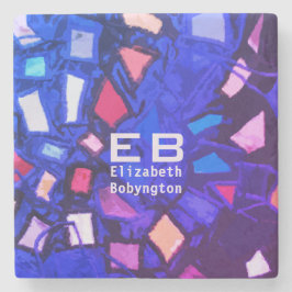 Monogram lila rosa abstraktes Muster Steinuntersetzer