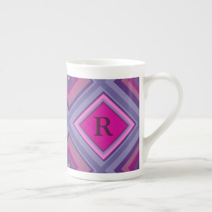 Monogram Lila rosa, rosafarbenes Muster Prozellantasse
