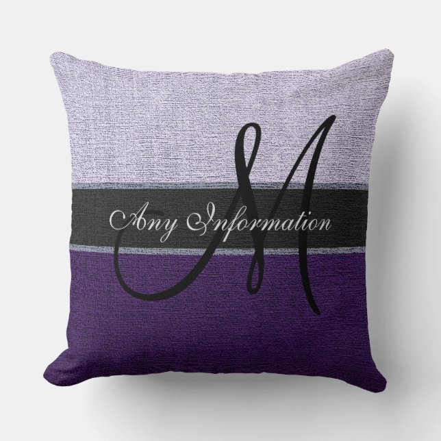 Monogram Lila und Silver Elegant Kissen (Vorderseite)