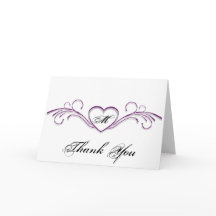 Monogram lila und Silver Heft Scroll Danke