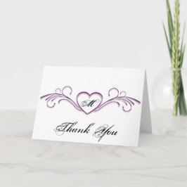 Monogram lila und Silver Heft Scroll Danke