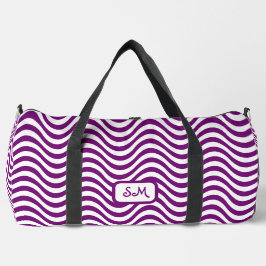 Monogram Lila White Wavy Stripes Psychedelic Duffle Bag