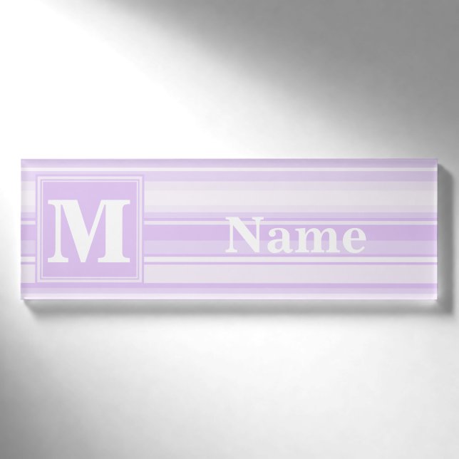 Monogram-Lilastreifen Namenschild (Vorderseite)