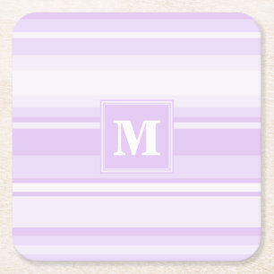 Monogram-Lilastreifen Rechteckiger Pappuntersetzer