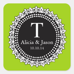 Monogram Lilie Gastgeschenk Hochzeit Aufkleber grü
