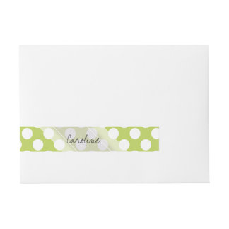Monogram Lime Green White Trendy Polka Dot Muster Rundum-Adressaufkleber