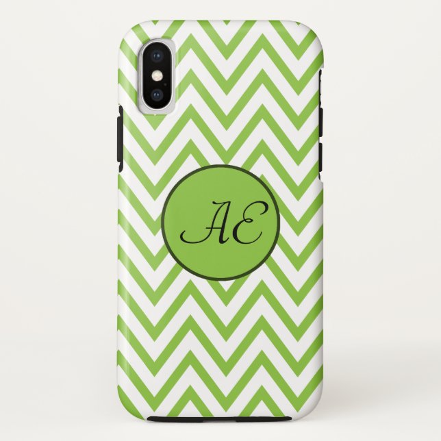 Monogram Lime Green Zickzack Modern Case-Mate iPhone Hülle (Rückseite)