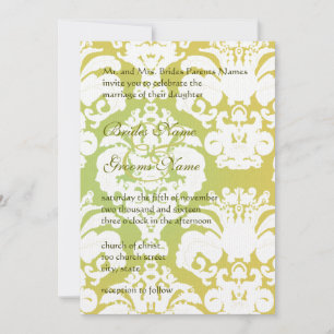 Monogram Limon Light Gold Damask Einladung