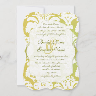 Monogram Limon Light Gold Damask Einladung