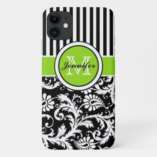 Monogram Limoner Schwarz-weiß gestreifter Damask i Case-Mate iPhone Hülle