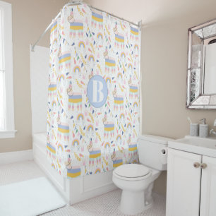 Monogram Llama Rainbow Baby Nursery Douche rideau