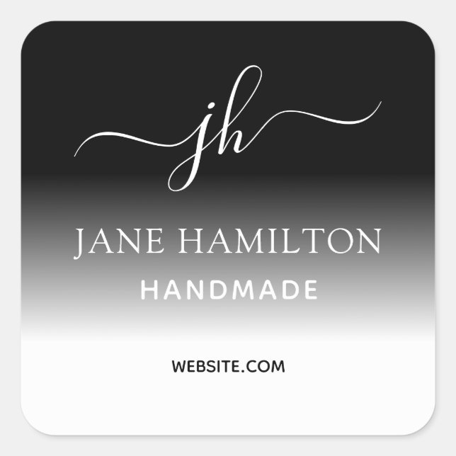 Monogram-Logo-Aufkleber Quadratischer Aufkleber (Vorderseite)