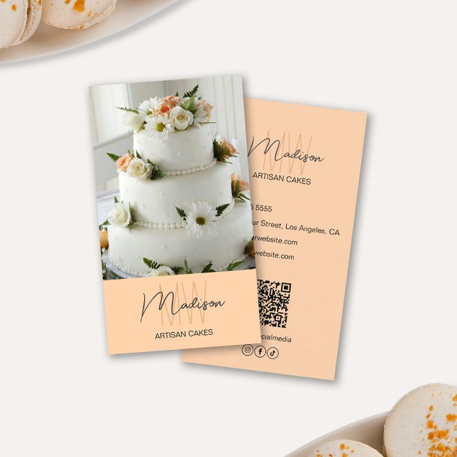 Monogram Logo Bakake Cake Visitenkarte (Monogram Logo Bakery Cake Business Card)