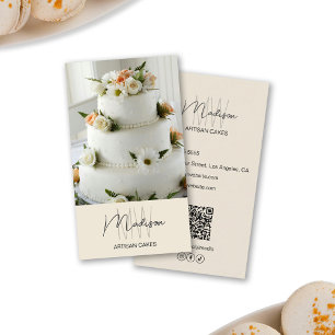 Monogram Logo Bakery Cake Beige Visitenkarte
