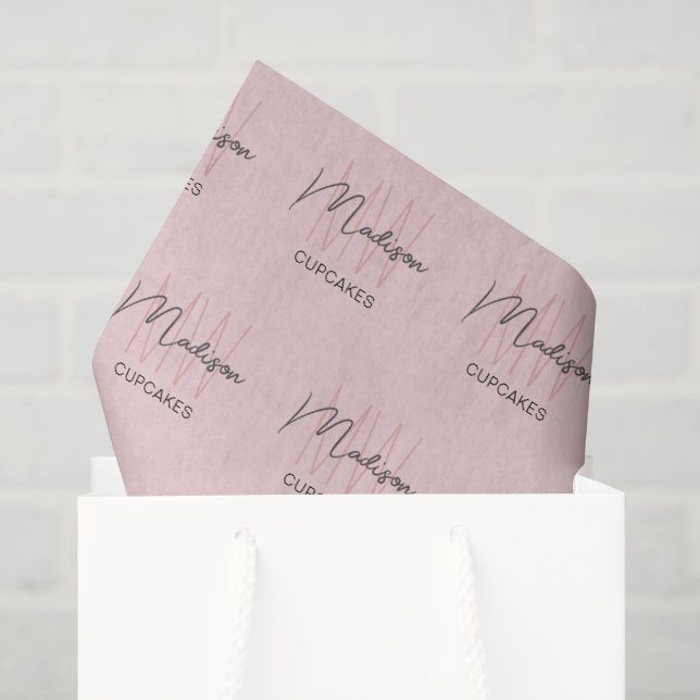 Monogram Logo Bakery Pink Tissue Paper Seidenpapier (Geschenk Tasche)