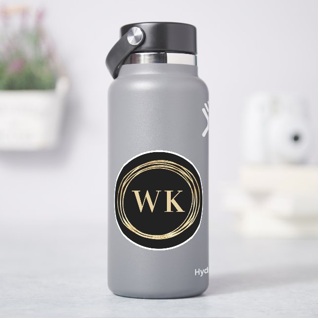 Monogram Logo Black Gold Business Aufkleber (HydroFlask)
