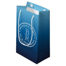 Monogram Logo Blue Ombre Gay Wedding Jubiläum
