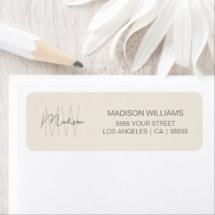 Monogram Logo Creme Moderne Rücksendeadresse