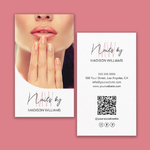 Monogram Logo Foto Nail Artist White Visitenkarte