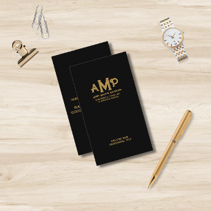 Monogram-Logo für Schwarz und Gold 3-Buchstaben Visitenkarte