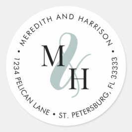 Monogram Logo-Hochzeitslogos-Rücksendeadresse Runder Aufkleber