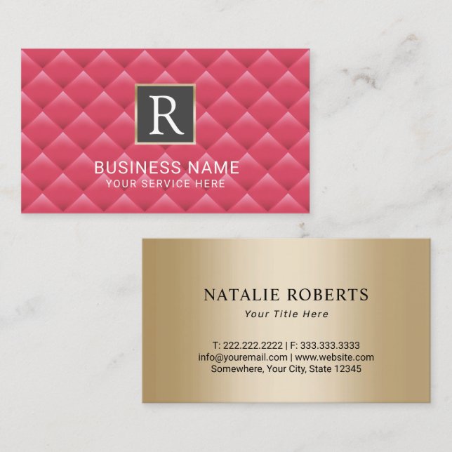 Monogram Logo Modern Pink & Gold Salon Wellness-Ce Visitenkarte (Vorne/Hinten)