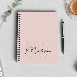 Monogram-Logo modernes minimalistisches Rosa Notizblock