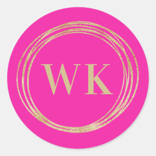Monogram Logo Pink Gold Business Runder Aufkleber