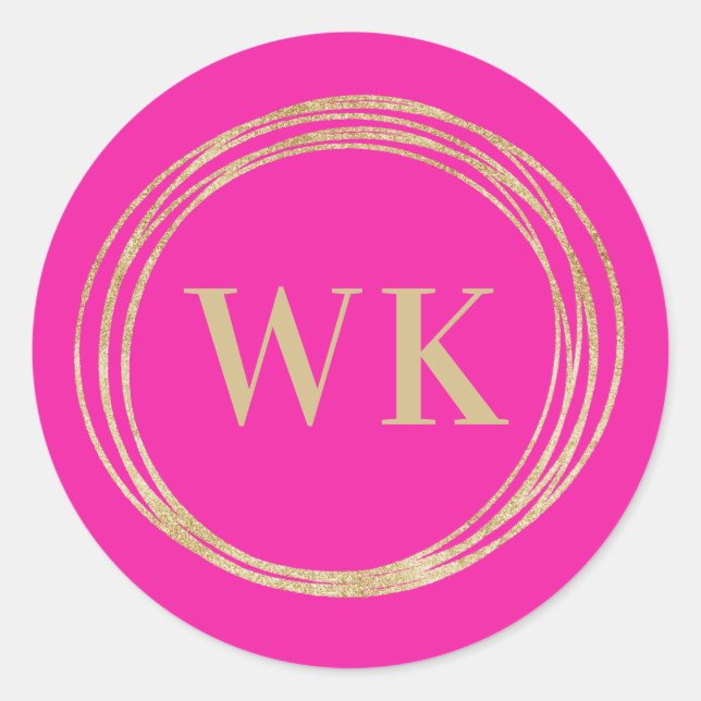 Monogram Logo Pink Gold Business Runder Aufkleber (Vorderseite)