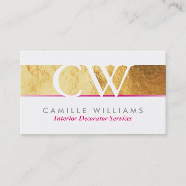 MONOGRAM LOGO smart glamour gold folie hot pink Visitenkarte (Vorderseite)