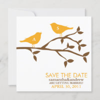 Monogram Love Birds Wedding Save the Date