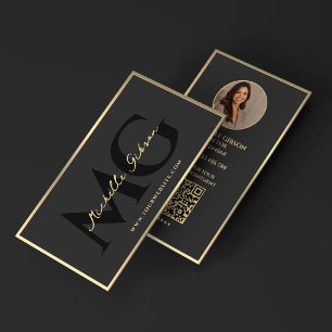 Monogram Luxus-Makler-Branding Schwarz Faux-Gold Visitenkarte