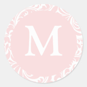 Monogram M Blush Color Designer Einladen von Siege Runder Aufkleber
