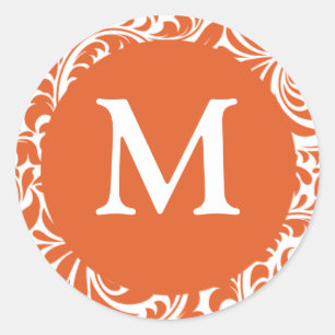 Monogram M Burnt Orange and White Gevor Stickers