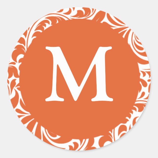 Monogram M Burnt Orange and White Gevor Stickers (Vorderseite)