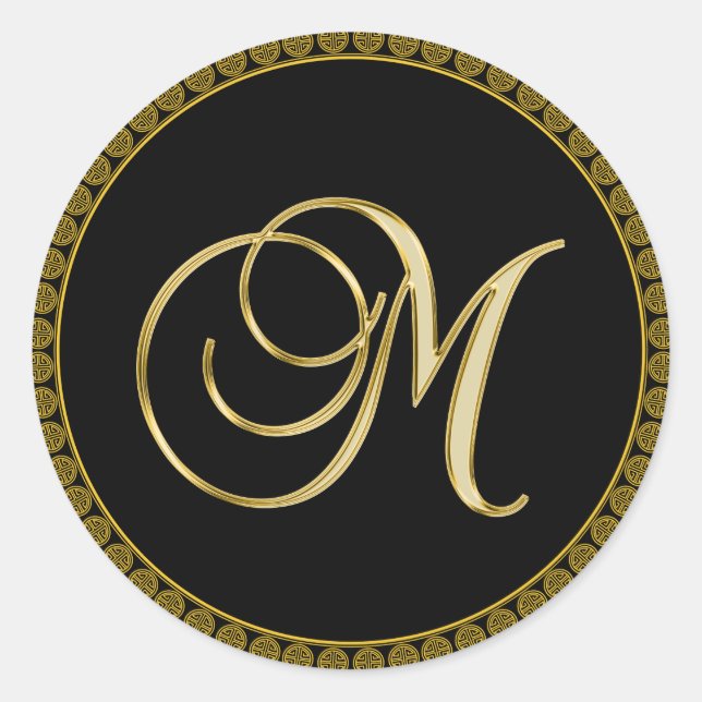 Monogram M, elegantes Drehbuch, Runder Aufkleber (Vorderseite)