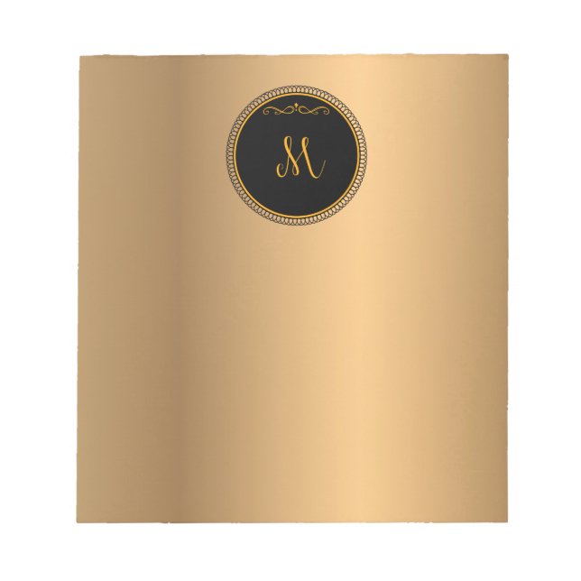 Monogram M, gold und schwarz, Notepad Notizblock (Vorderseite)