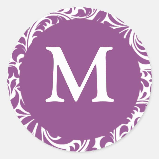 Monogram M Light Plum und White Wedger Stickers (Vorderseite)