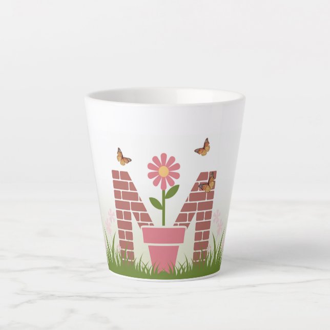 Monogram M Spring Garden Latte Tasse (Vorderseite)