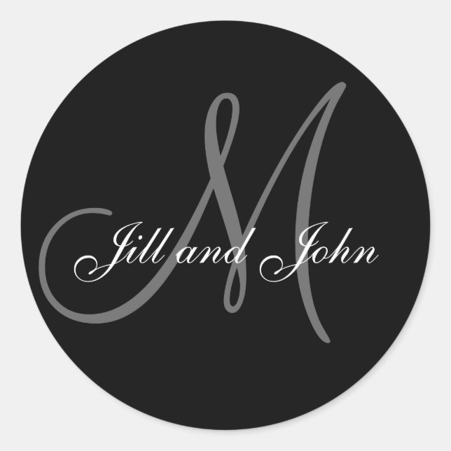 Monogram M Wedding Bride Date Siegel Runder Aufkleber (Vorderseite)